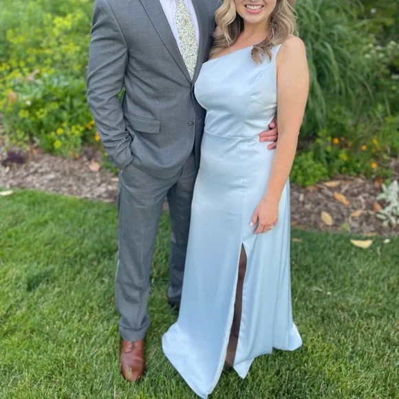 Birdy Grey Kira Matte Satin Blue Dress - Picture 2 of 4